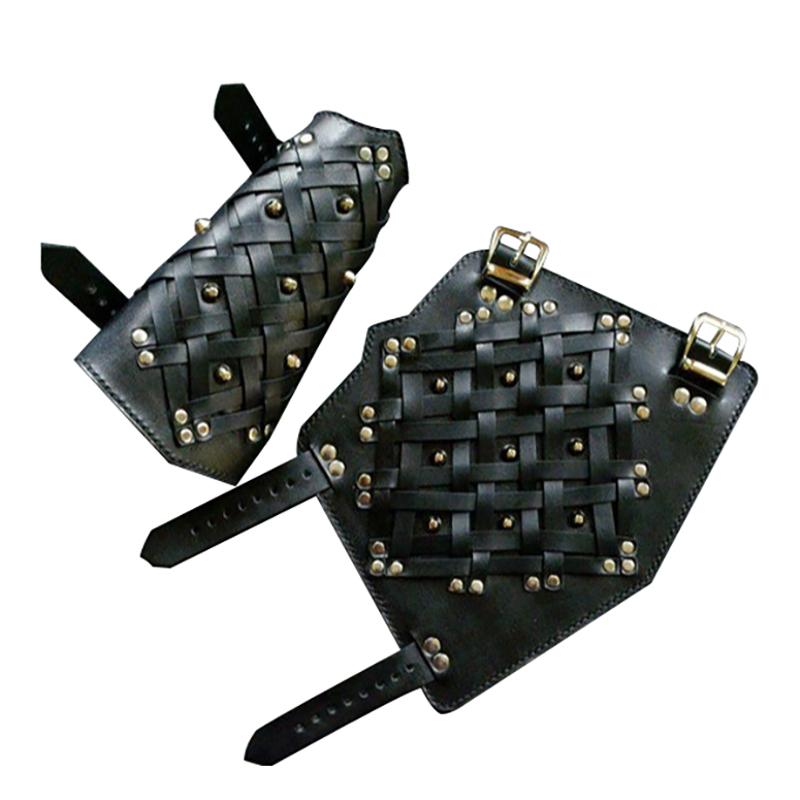 

Steampunk Gothic Celtic Weave Bracer Arm Warmer Medieval Larp Knight Elf Leather Wrist Cuff Riveted Armor Gauntlet For Men Women