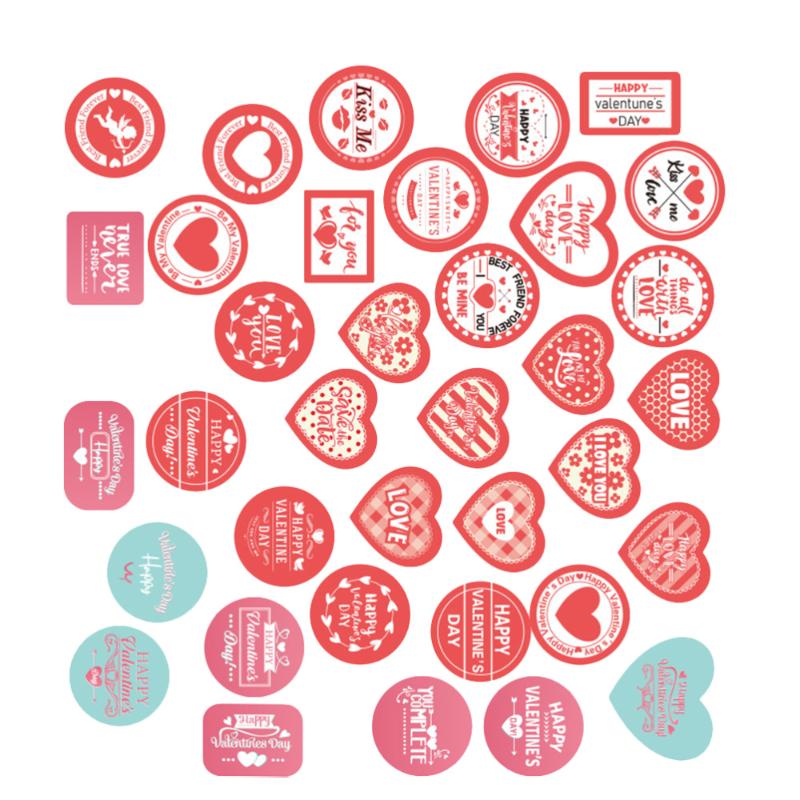 

20 Sheets Valentine's Day Wrapping Stickers Heart-shaped Gift Decorative Stickers Valentine's Day Themed Self-adhesive