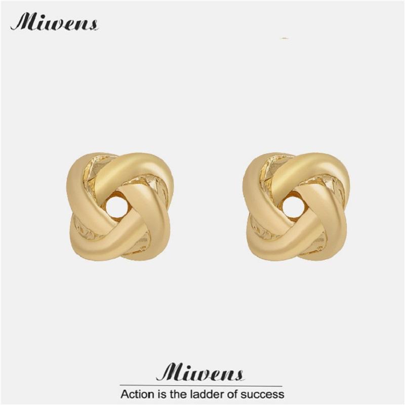 

Stud Miwens Cute Copper Small Earrings For Women Golden Metal Twist Statement Party Ladies Huggie Ear Jewelry