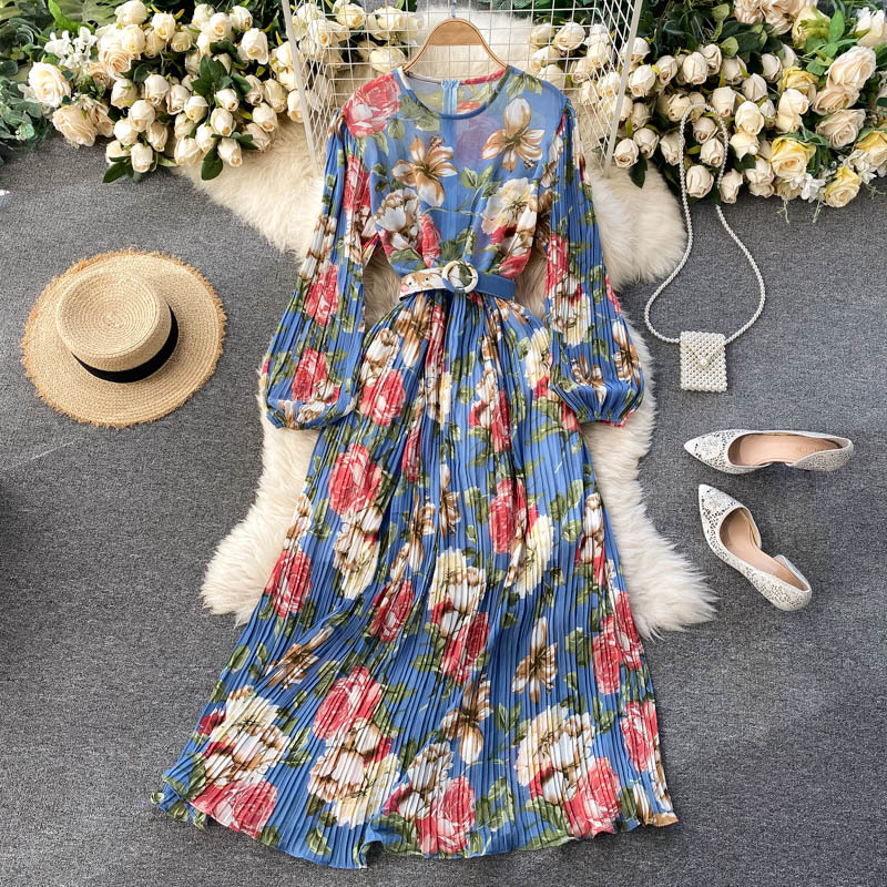 

2021 New Singiny long female dress puff neck stripes the line dressed autumn boho impression holiday maxi HSS0, Black