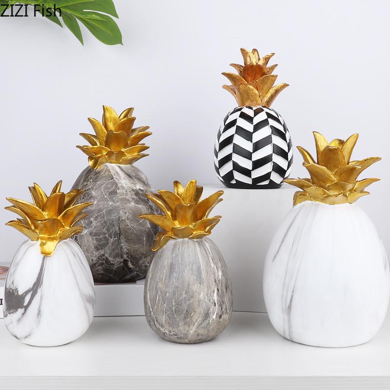 

Imitation Marble Fruit Statue Ornaments White Pineapple Resin Figurines Simple Room Decor Desk Adornment Home Decoration Modern
