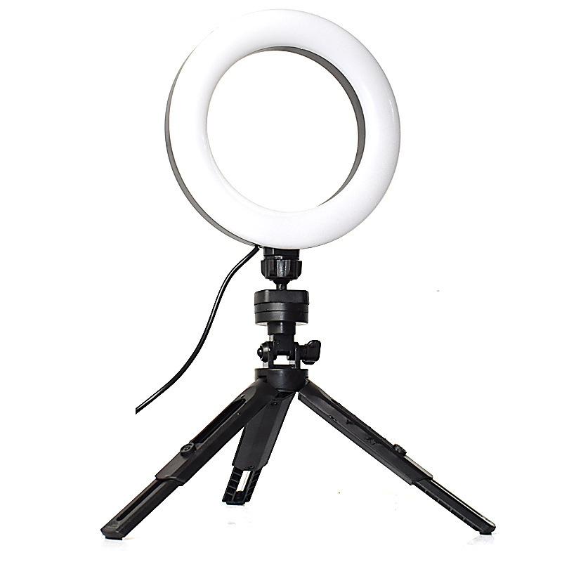 

3 in 1 Selfie Stick Foldable Mini Tripod 6 inch Ring Fill Light Dimmable Mobile Phone Selfie Light Adjustable Tripod Stands