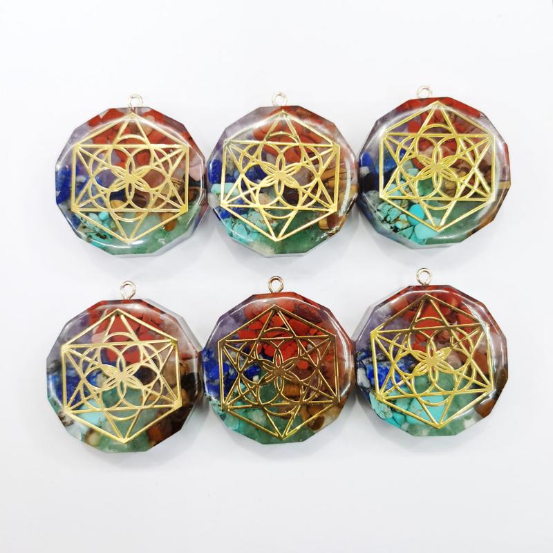 

fashion Orgone 35mm 3pc retro Reiki Healing colorful natural stone pendant cuboid charms Accessories free shipping Wholesale