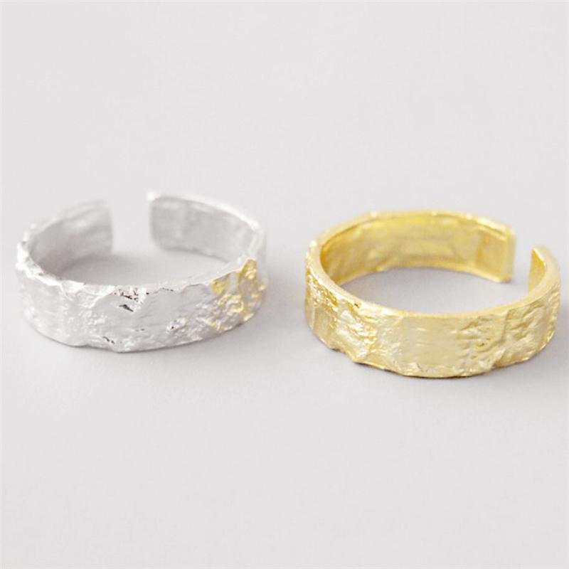 

Sole Memory Personality Geometry Wave Bark 925 Sterling Silver Female Resizable Opening Rings SRI5821