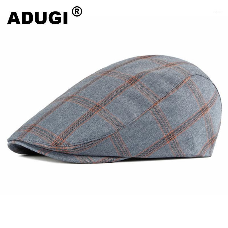 

ADUGI beret men's spring and summer autumn thin caps men and women general British retro literary lattice forward cap1, Black