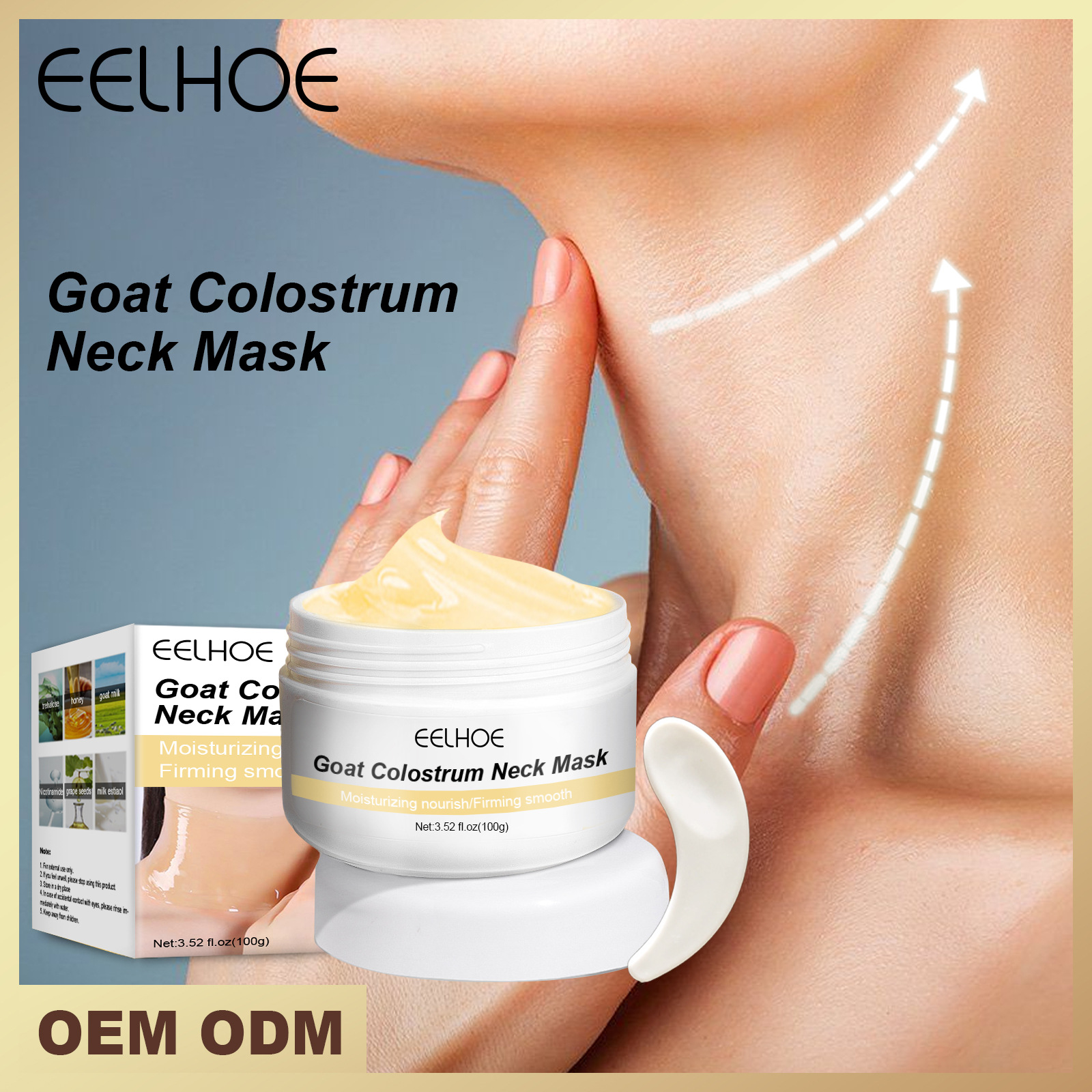 Free freight EELHOE OEM ODM Goat Milk Neck Cream Lightening Neck Wrinkles Lifting Firming Massage Treatment-image-751434680