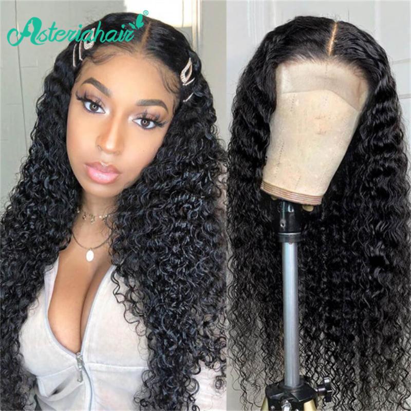 

Asteria Deep Wave 5x5 HD Transparent Lace Closure Wig Brazilian Human Hair Wigs For Black Women Pre Plucked 150 180% Density, As pic