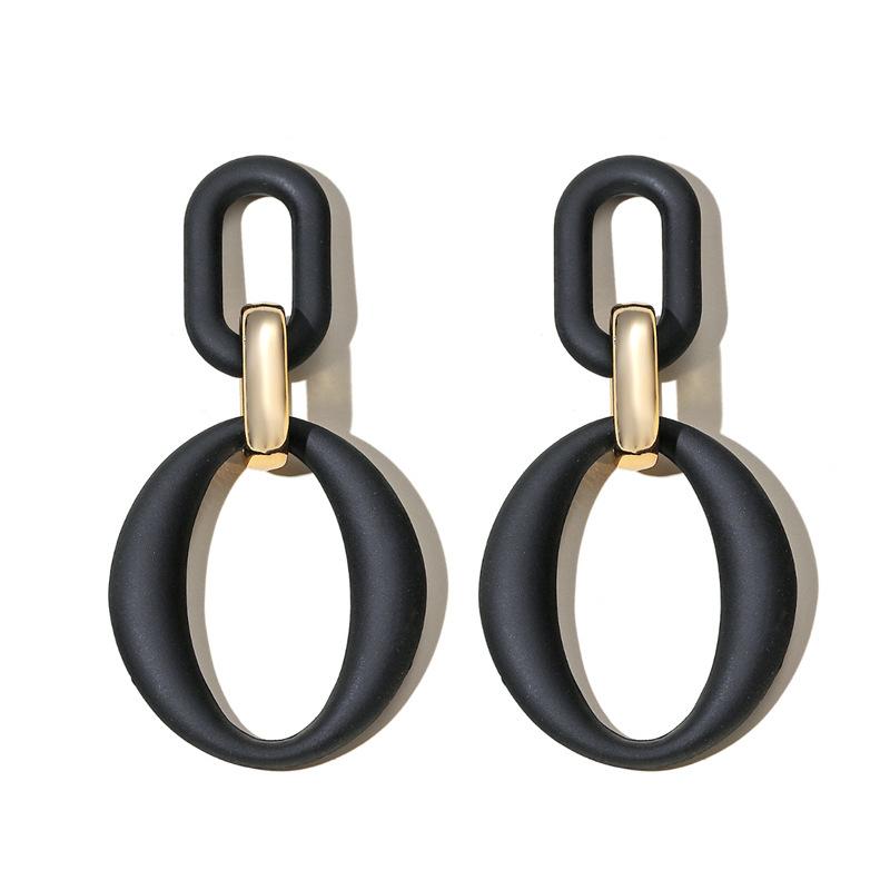 

New Fashion Advanced Colored Link Chain Earrings Exaggerated Resin Acrylic Large Earrings for Women Girl Hit Sale