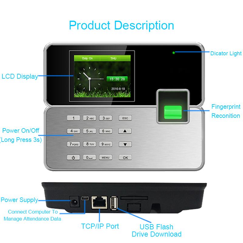 

Attendance Control System Biometric Fingerprint Time Attendance System TCPIP USB Reader Time Recorder Clock Employee Machine