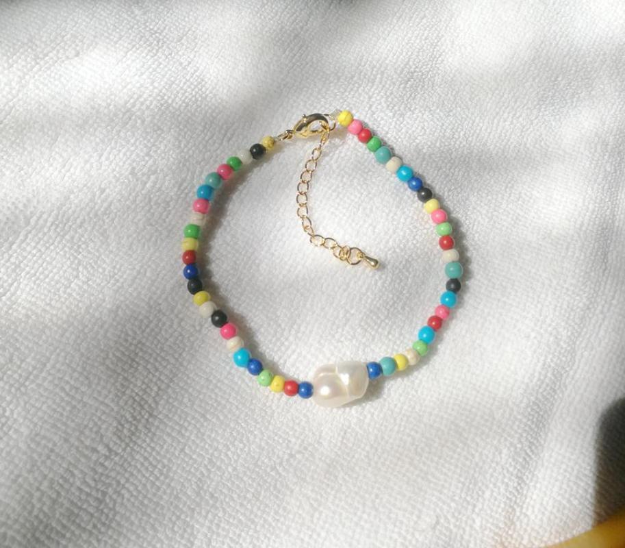 

4mm colorful stone beads 12mm white baroque pearl Bracelet chain gold clasp Natural Freshwater Pearl Woman Jewelry Wedding1