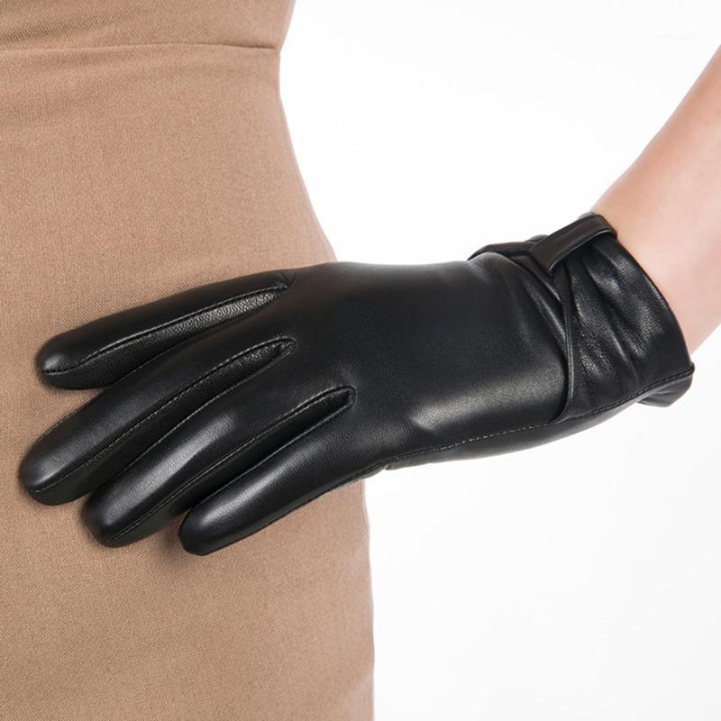 

KLSS Brand Genuine Leather Touch Screen Women Gloves High Quality Goatskin Gloves Elegant Lady Sheepskin Glove Hot W2021