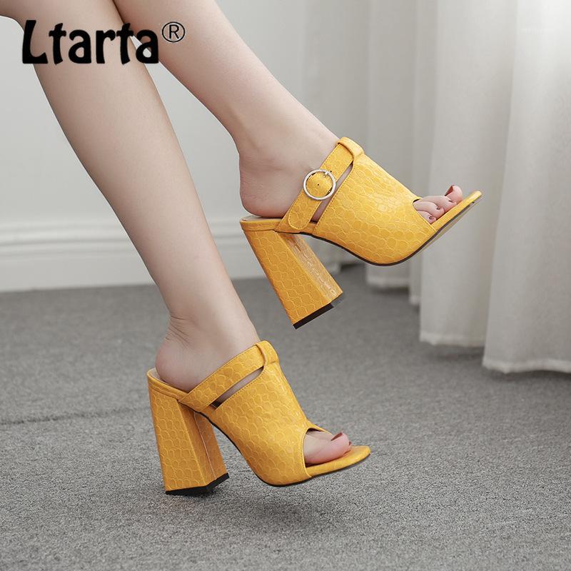 

LTARTA 2020 Women Sexy Sandals Slipper Women Fshion Shoes Yellow White Square Heels shoes Fshion New ZL-893-91