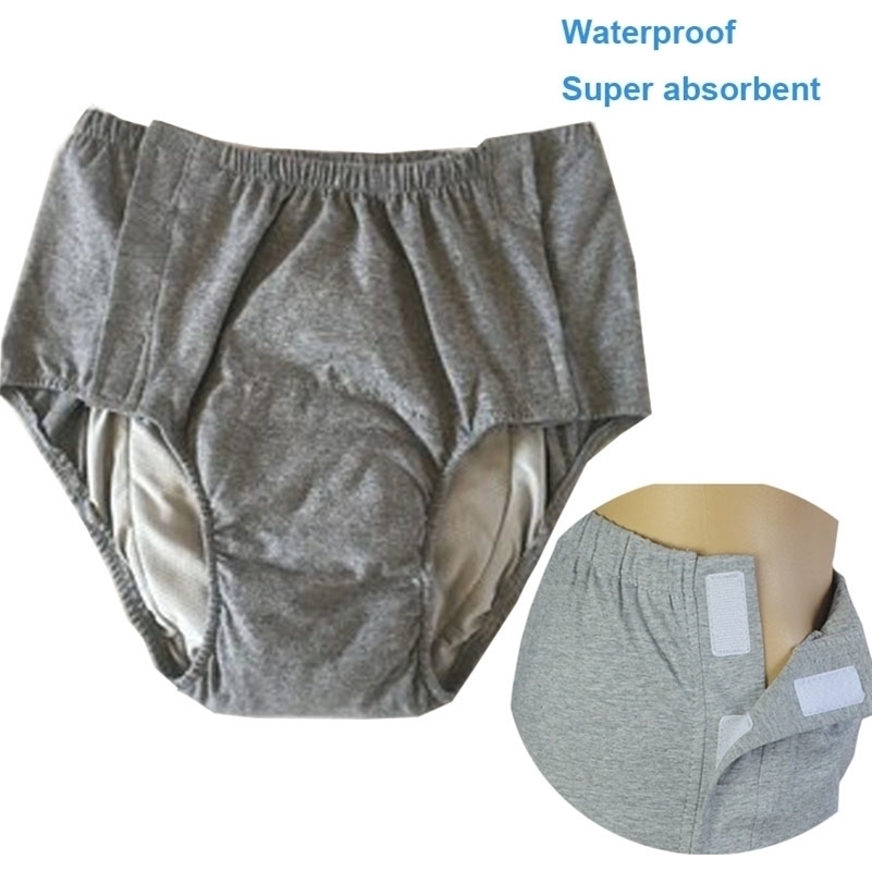 

Adult Cloth Diaper Nappy Incontinence Cover Waterproof Reusable Washable elderly people Underwear cotton Wide elastic pants ABDL 201117, Dark grey