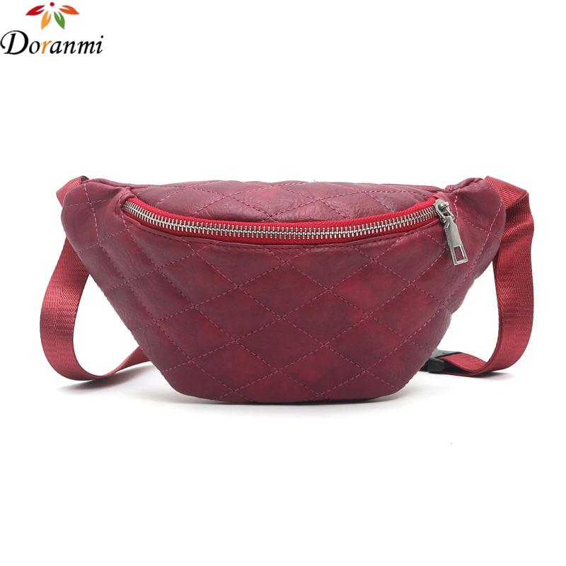 

DORANMI Diamond Lattice Waist Bag 2020 Hot Solid Lighweight Fanny Pack Belt Bags Women's Waist Pack Leather Fanny Bags DJB695, Black