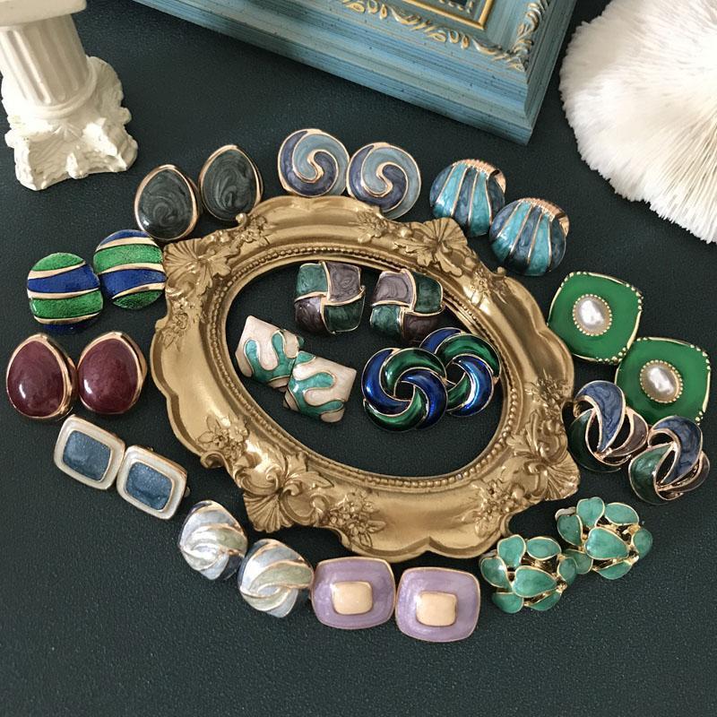 

New Arrival Cute Multi Styles More Designs Fashion Earrings Party Girl Retro Enamel Geometry1
