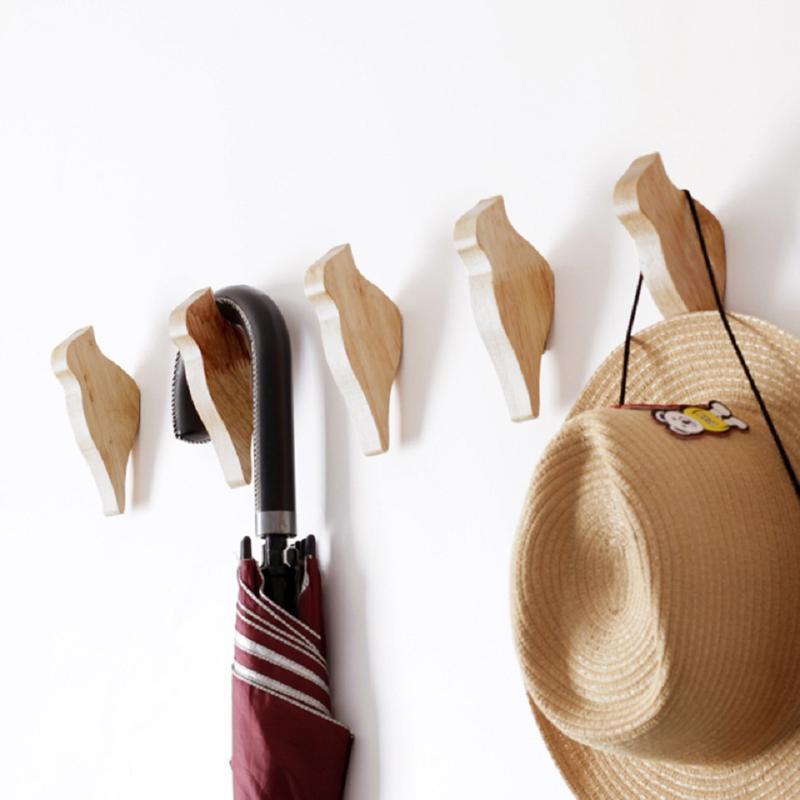 

Creative Wood Bird Clothes and Caps Hook Log Clothes hanger Wall Decorative and Caps Hook1