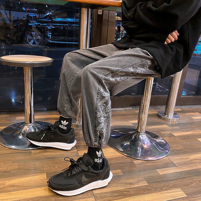 

2021 Men's Oversize Graphic Printed Autumn Winter New Casual Hip Hop Denim Pants Fashion Korean Streetwear Jeans O9tb, Blue