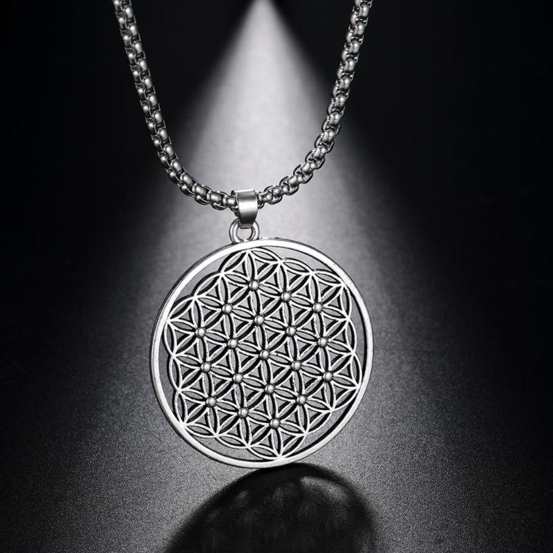

Teamer 2020 Flower of Life Necklace Om Yoga Chakra Round Pendant Mandala Necklaces Fashion Dome Sacred Geometry Women Jewelry