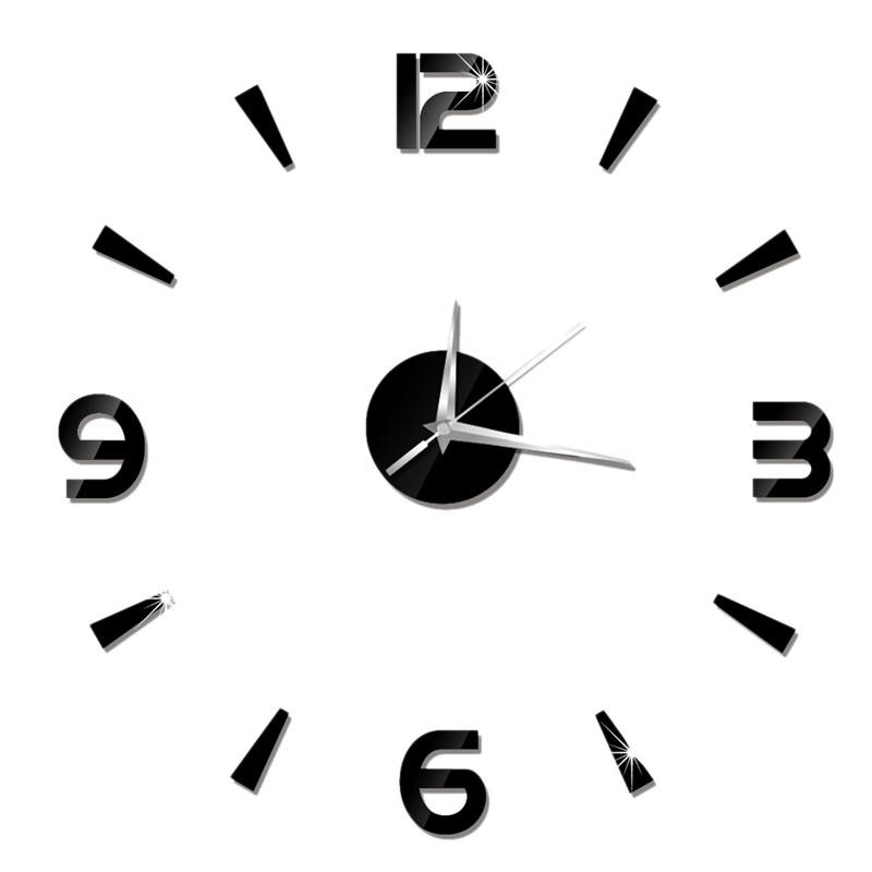

NHBR-3D Home Decor Quartz Diy Wall Clock Clocks Horloge Watch Living Room Fashion Acrylic Mirror Stickers Black