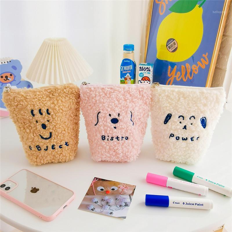 

Milkjoy Bentoy Plush Cosmetics Organizer Bag Cute Cartoon Embroidery Napkin Pouch Coin Purse Cosmetic Jewelry Storage Bag1, Beige