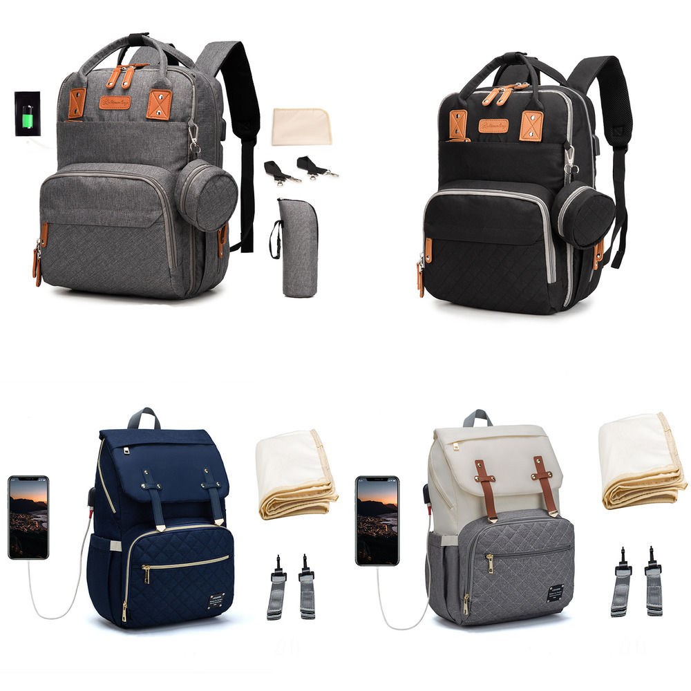 

Baby Diaper Bag Backpack for Mom 2020 USB Maternity Baby Care Nappy Nursing Bags Fashion Travel Diaper Backpack for Stroller Kit J1221