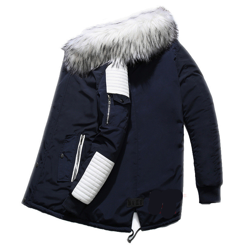 

2021 The New Hot New Winter Fur Coats Parkas Male Parka Cotton Thick Jacket B4hx, Blue white