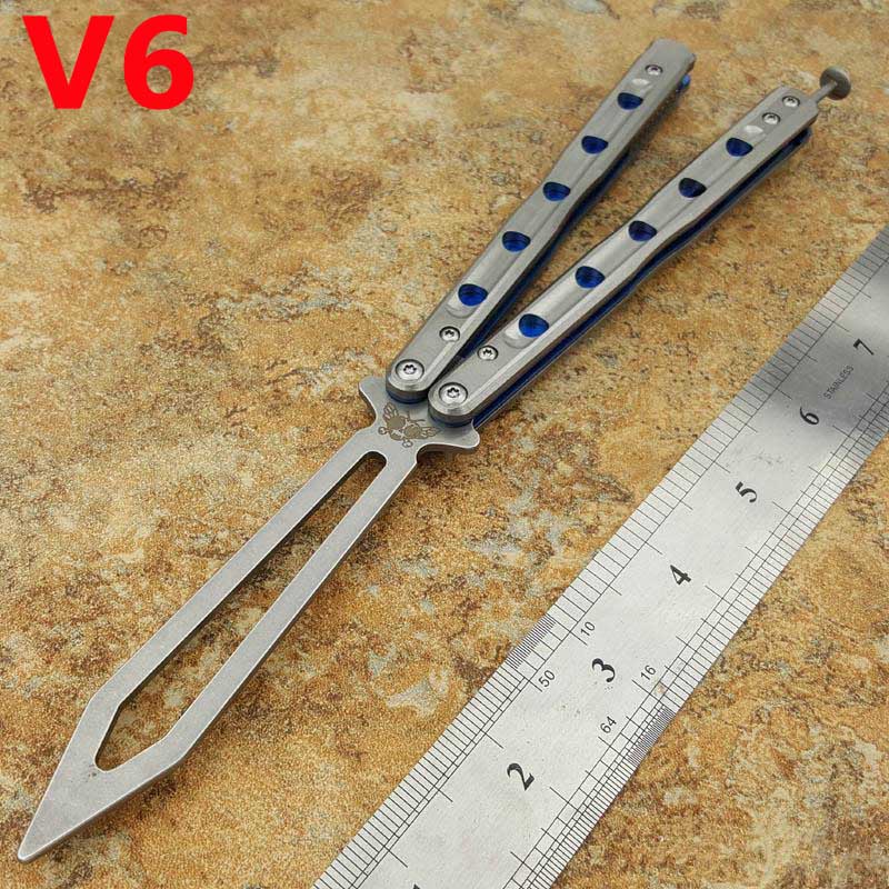 

Theone Balisong Butterfly Trainer Training Knife BM51 V6 V3 D2 Blade Titanium Handle Not Sharp Jilt Swing Knives Sea Snake Monster Squid Chimera Nautilus Hom EX10 C07