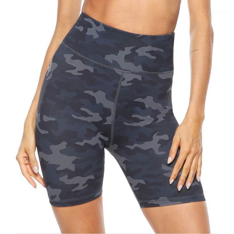 

High Quality Women High Waist Print Workout Yoga Shorts with 2 Invisible Pockets Non See-Through Tummy Control Athletic Shorts D1, Black camouflage