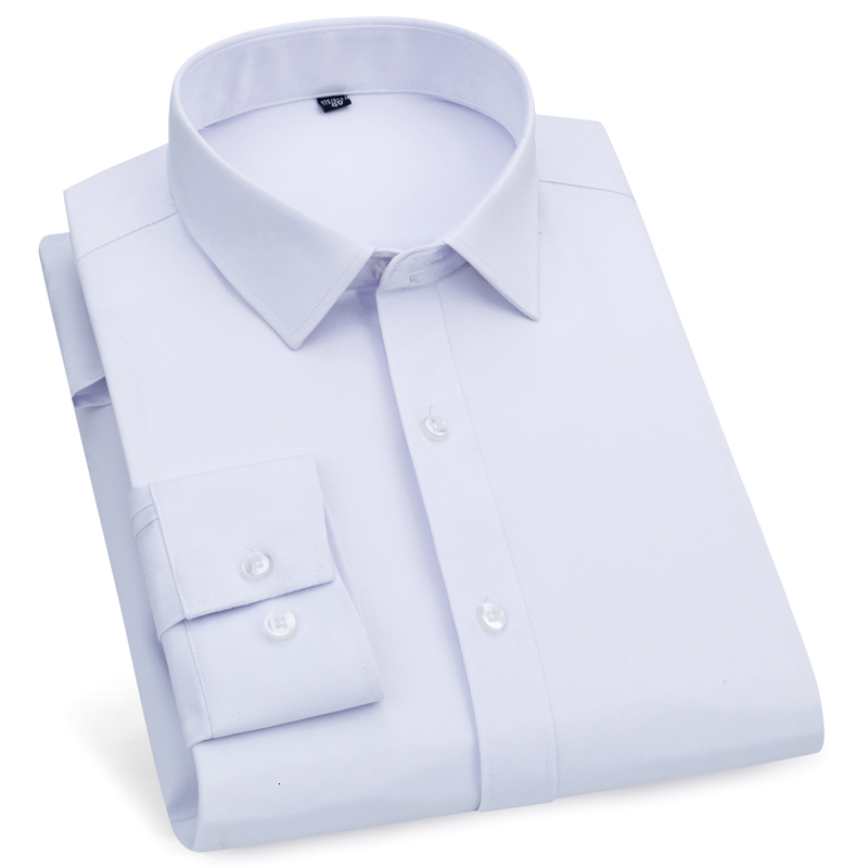 

2021 Brand New Autumn Mens Shirt Long Sleeve Casual Pure Color Business White Lapel Collar Male Clothing Social Ujzb, Plm-tl806