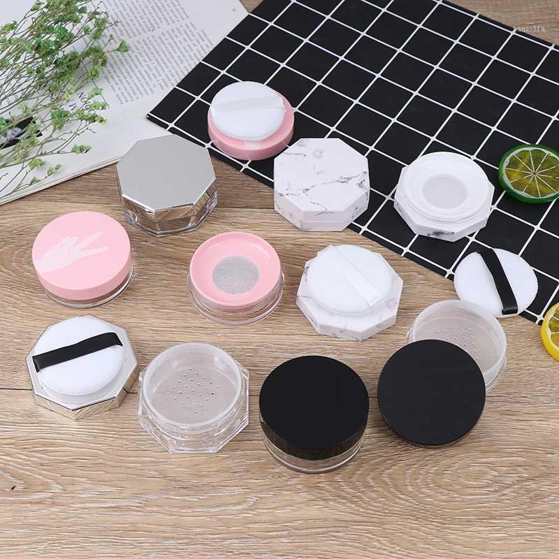 

Portable Plastic Box Handheld Empty Loose Pot With Sieve Puff Cosmetic Travel Makeup Jar Sifter Container1