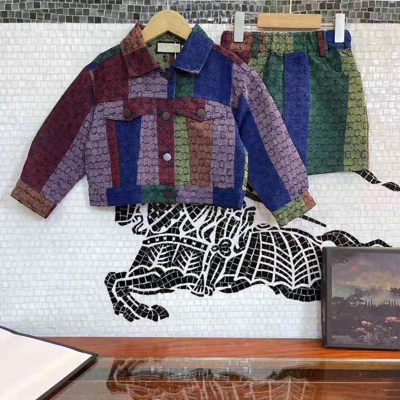 

Fashion winter Denim jacket sets wholesale desinger baby clothes 90 embroidery jeans jacket long sleeve pants two piece suits metal buttons, Grass green