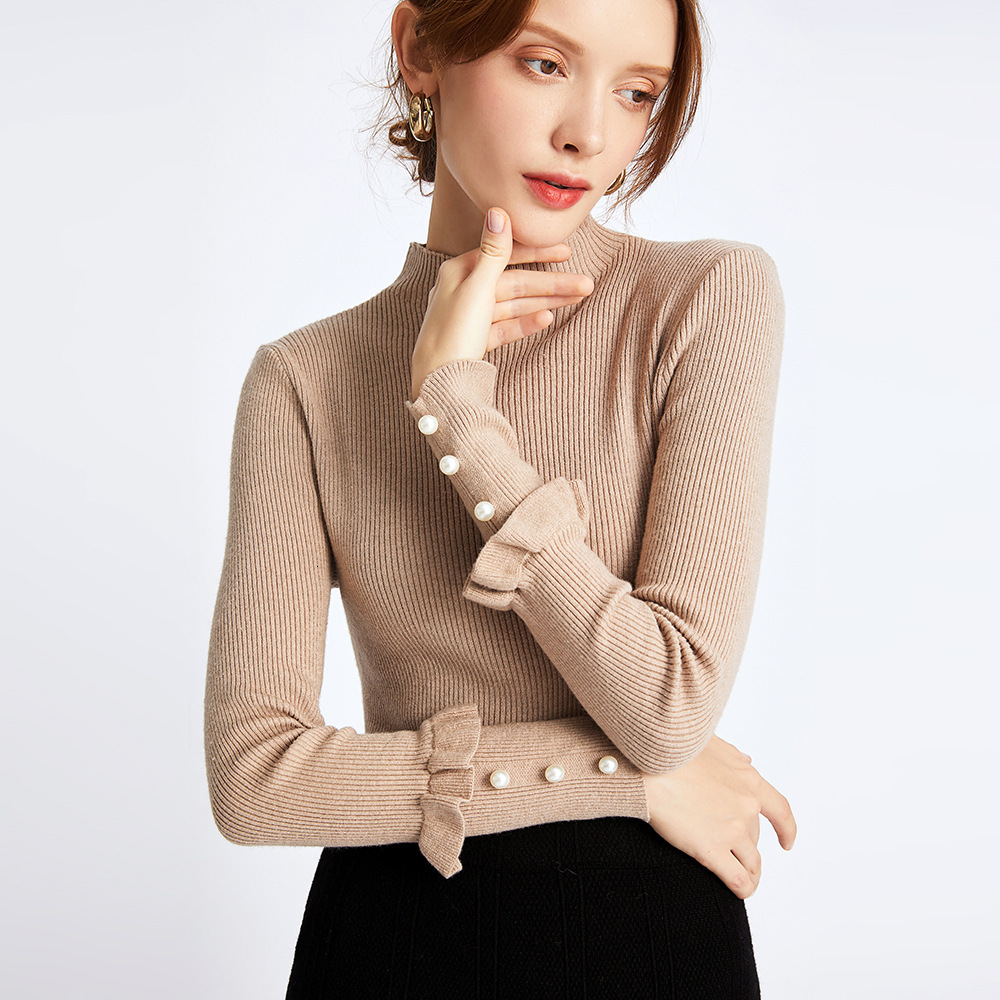 

2021 New Glitter Knitted Women Autumn Winter Basic Pullover Sweater Top High Elasticity Ladies Silm Jumper Uvbq, White