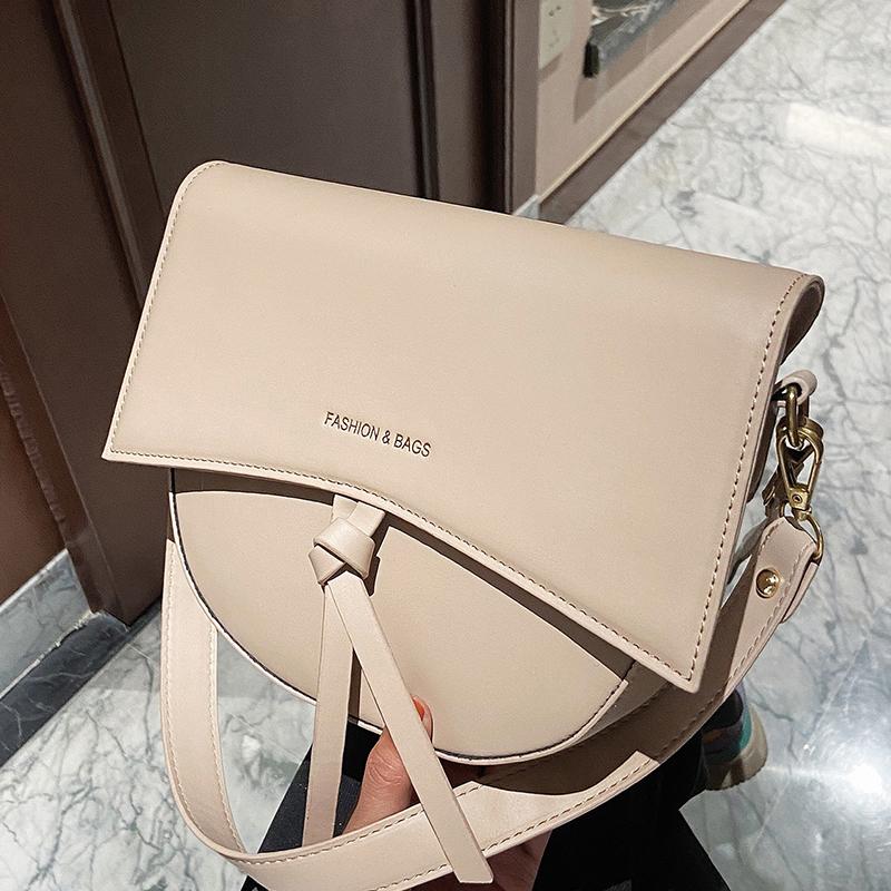 

Solid Color Elegant 2021 New High Quality PU Leather Women's Designer Bag High Capacity Shoulder Messenger Bag, Black