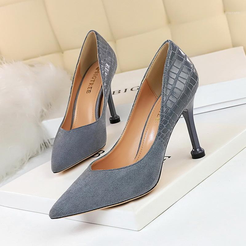

Women Shoes Pointed Toe Pumps Suede splice Snake 9CM thin High Heels Boat Wedding Dress Office Shoes1, Black
