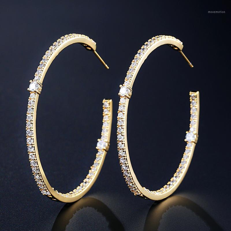 

UILZ Simple Hoop Earrings With Zircon For Women Jewelry Brincos Unique Clear Rhinestone Paved Rose Gold Color Jewelry UE25301