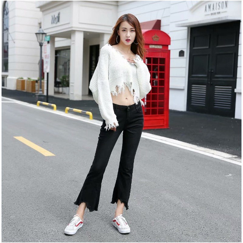 

2021 New Tassel Neck Pure Less Sleeve Female Knit Sweater Cut Off Pullover Pull Femme Yt50188 QJN0, White