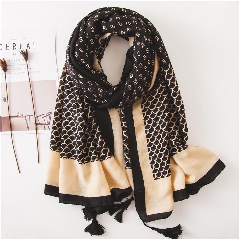 

Autumn and winter Fashion women's cotton material silk scarves Luxury lady Sunscreen shawl New style Print beach Cotton scarf