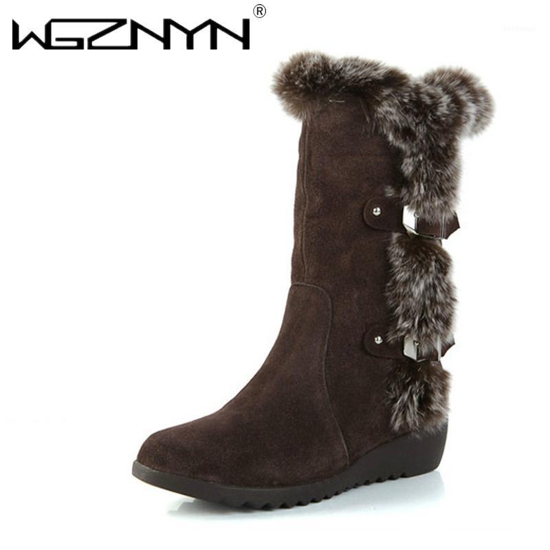 

WGZNYN 2020 New Hot Women Boots Flock Winter Ladies Fashion Snow Boots Shoes Thigh High Suede Mid-Calf Big Size 35-421