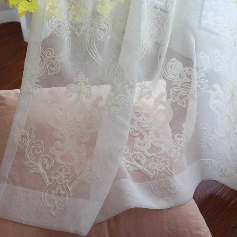 

New European-style Curtain Cotton and Linen Simple Curtain Bedroom Living Room Balcony Floating Window Custom Embroidery1, Tulle
