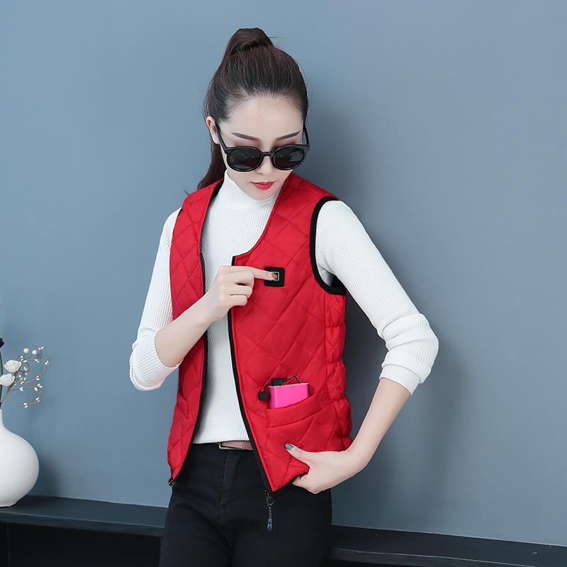 

USB Thermal Electric Heated Vest Infrad Battery Jacket Women Winter Heated Jacket Outdoor Camping Hiking Clothing Tactical Vest, Black
