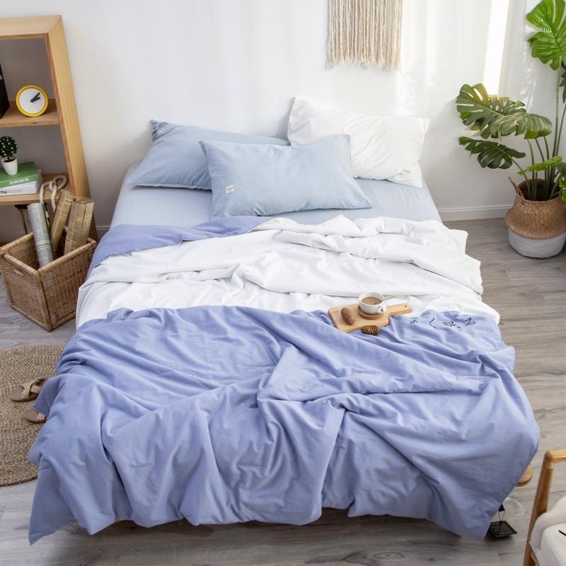 

Solid Color Summer Quilt Cotton Stitching Embroidery Washing Process Air Conditioner Quilt Cotton Nap Blanket Japanese Simple1, Gray