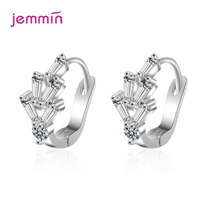 

Ins Hot Women Shimmer 925 Sterlign Silver Cubic Zirconia Hoop Earrings Girls Birthday Gift Party Wedding Jewelry