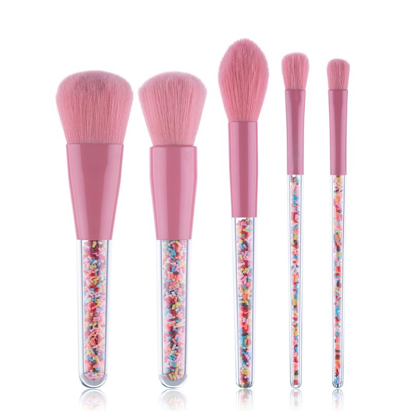 

5Pcs Pink Candy Transparent Handle Makeup Brushes Set Eye Shadow Foundation Powder Make Up Brush Cosmetic Cute Beauty Tool