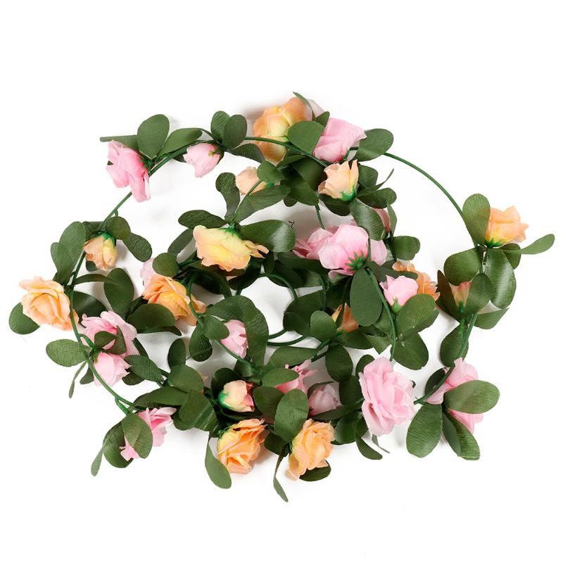 

240cm Artificial Flowers Vine Home Wedding Garden Decoration Rose Fake Flowers Rattan String Party Festival Hanging Silk flower, Beige