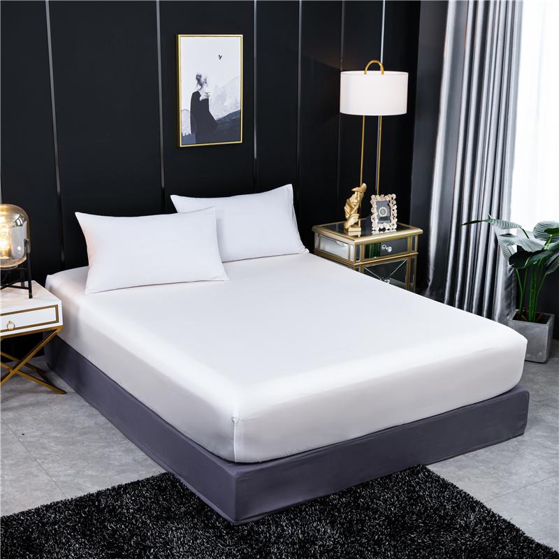 

Fitted Sheet 100%Natural mulberry silk Elastic Band Bed Sheet Luxury Solid Color Double Queen Size real silk Mattress Cover, White