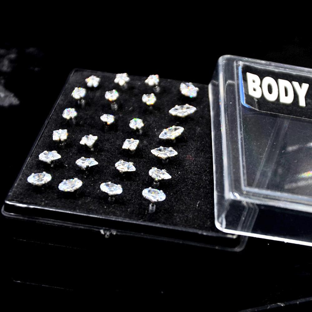 

Bog-24pcs/box Mixed 7 Designs Bioplast Flexible Labret Stud Lip Ring Horse Eye Ellips Ear Tragus Ear Cartilage Earring Piercing Q sqcnxU, Silver