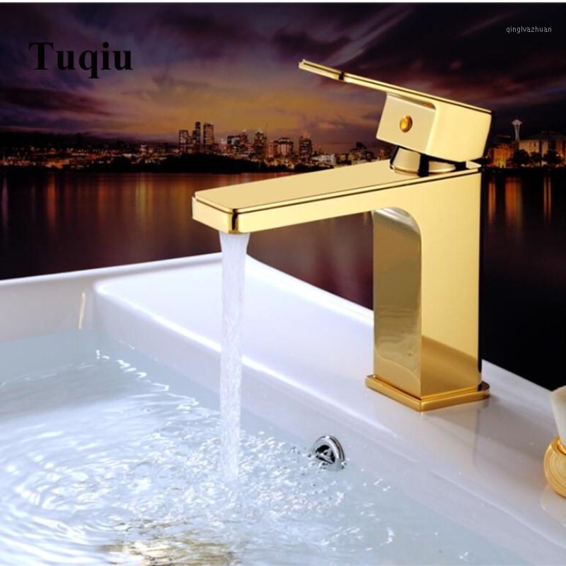 

Vidric Basin Faucet Bathroom Copper Faucet Gold Sink Mixer Tap Toilet Sink Hot Cold Single Handle Square1