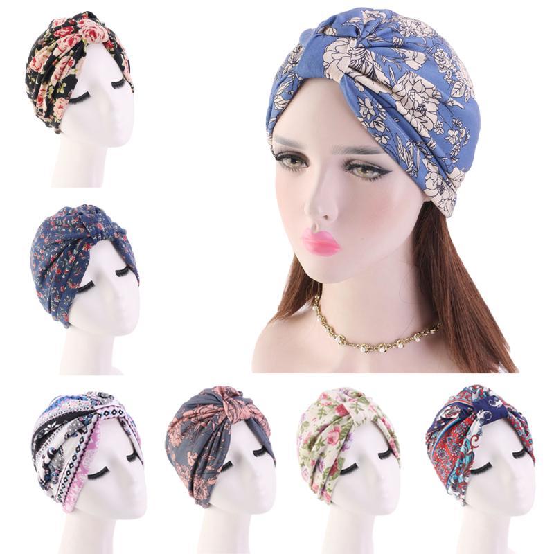 

Turban Muslim Women Floral Printed Hat Cancer Chemo Cap Islamic Hair Loss Cover Beanie Bonnet Head Scarf Pleated Caps Hat