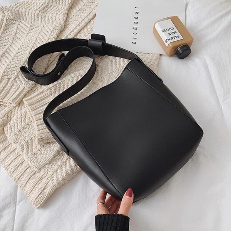

SFM Women Should Bag Solid Color PU Leather Bags For Women Bucket Bags Ladies Handbags With Wide Travel Handbags, Beige