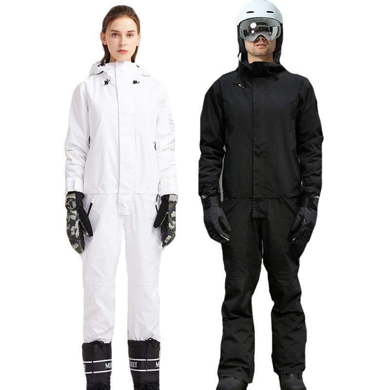 

New Jumpsuit Snowboard Waterproof Outerwear High Quality Mountain Snow Men And Women Skiing Jackets +Pants Outdoor Ski Suits, Black
